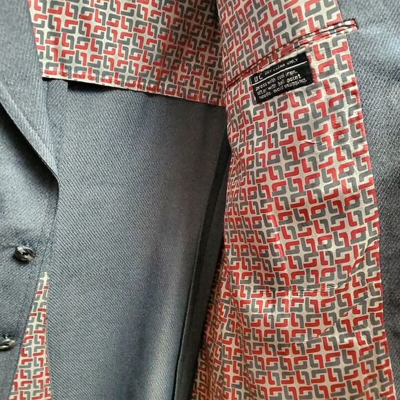 VTG Manstyle Leisure Blazer 70's Grey Poly Disco Western Collar Pockets 42R Belk - Picture 13 of 16